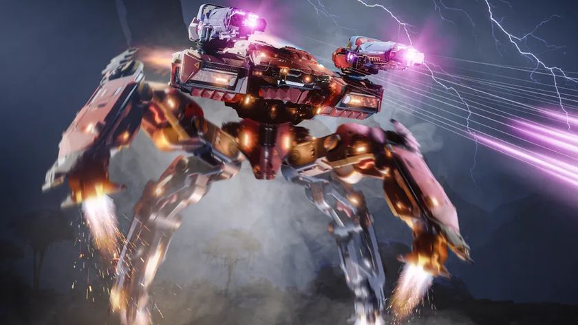 War Robots: Frontiers promo art - a War Robot shooting lasers at something