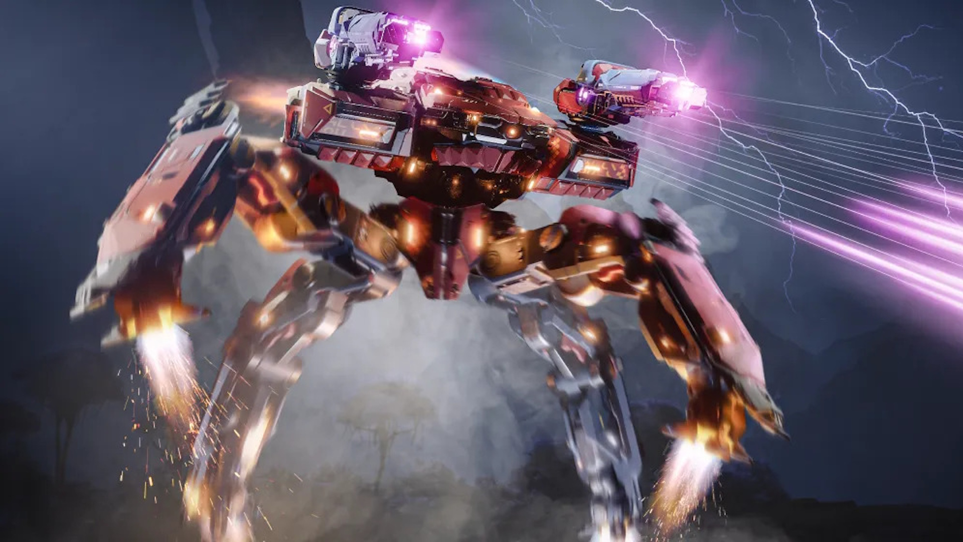 War Robots: Frontiers promo art - a War Robot shooting lasers at something