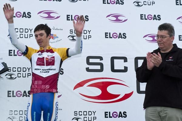 Eric Sheppard (Jayco/VIS) was awarded the most aggressive rider of the stage jersey in Robinvale.