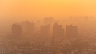 poor air quality and pollution over a city
