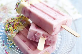 Strawberry ice lollies