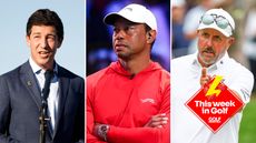 (L to R) Craig Kessler, Tiger Woods, Phil Mickelson