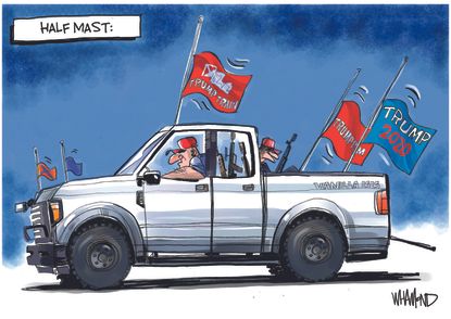 Political Cartoon U.S.&nbsp;Trump Flags Half Mast Election Loss