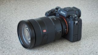 best professional camera the Sony A1 on a marbled surface