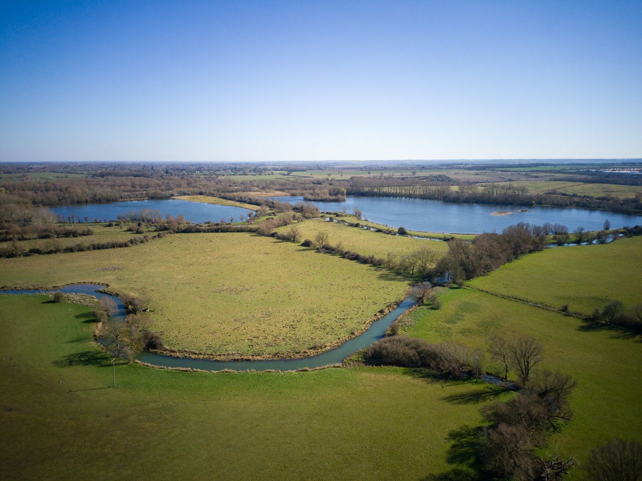 Photo of fields and lakes taken with the Potensic Atom 2 drone