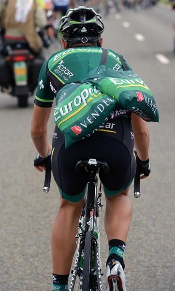 Davide Malacarne (Europcar) carrying out domestique duties for his teammates.
