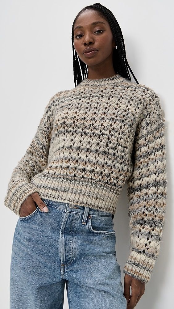 Madewell Striped Ribbed-Sleeve Sweater