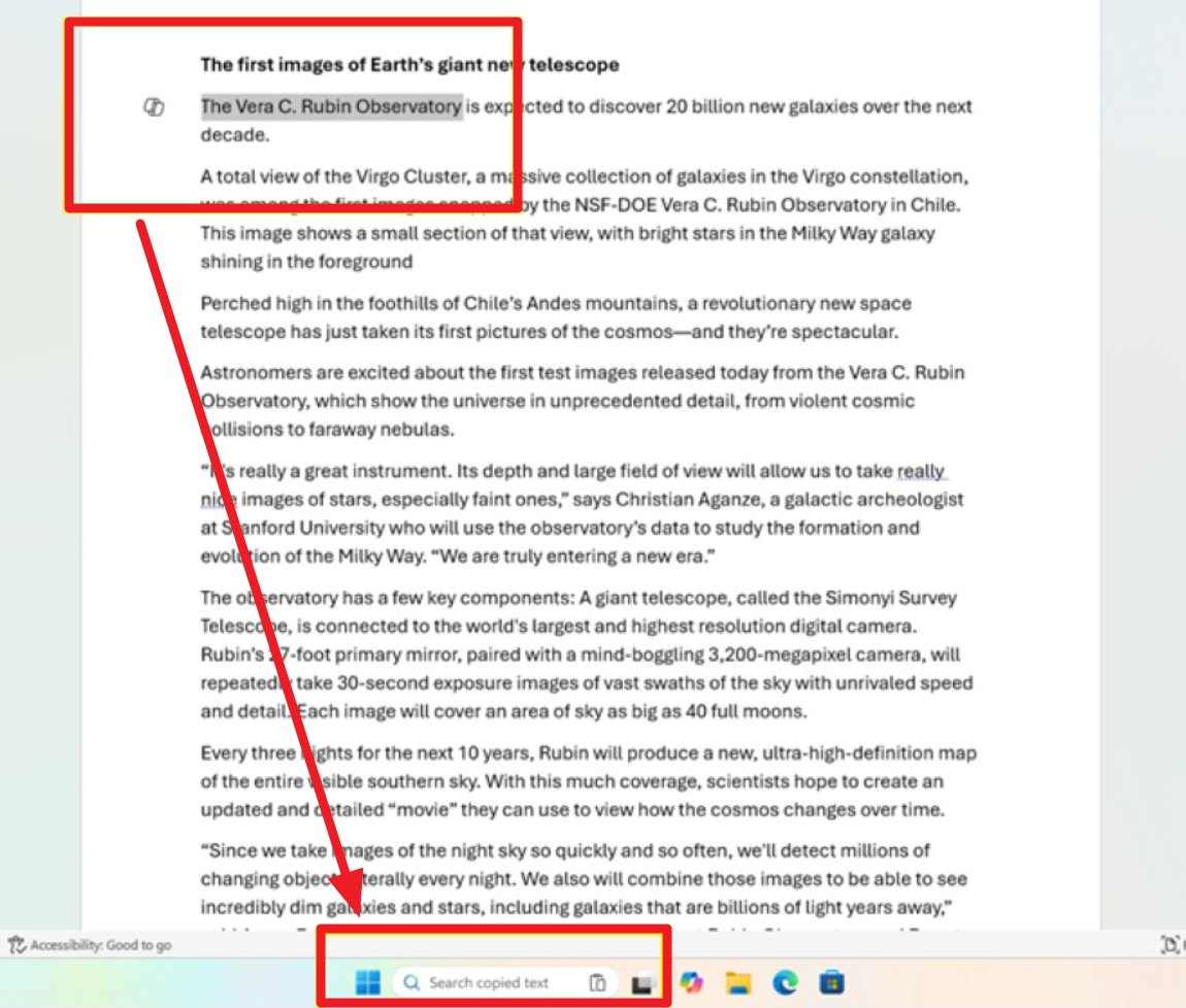 Copy & Search feature for Windows 11