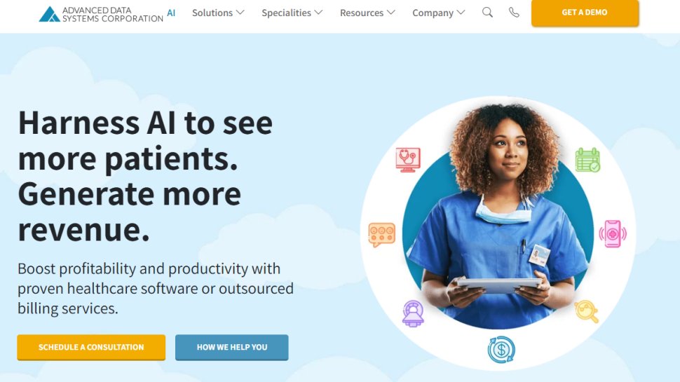 Website screenshot of ADSC EHR (March, 2026)