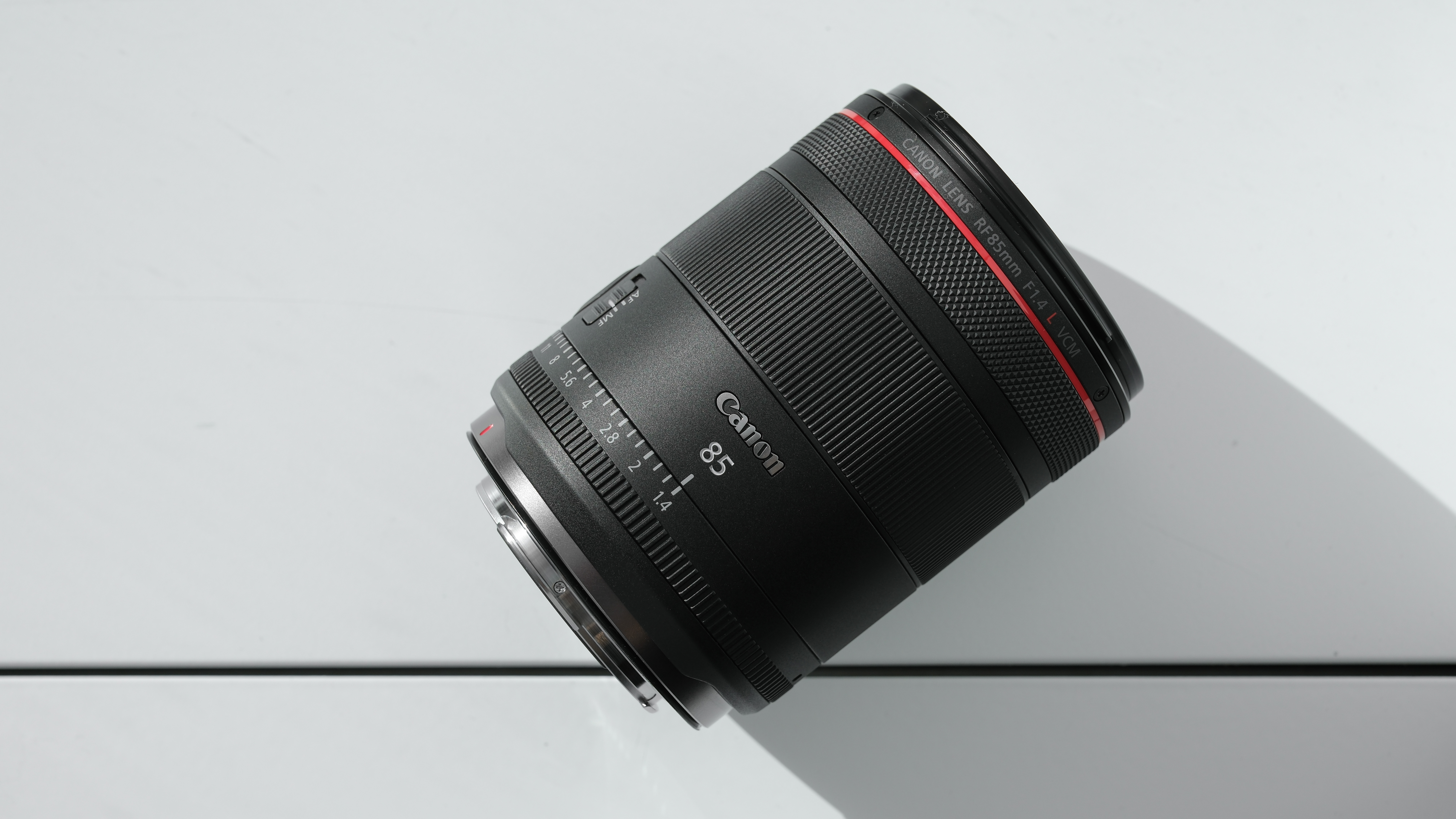 Canon RF 85mm f/1.4L VCM against a white background