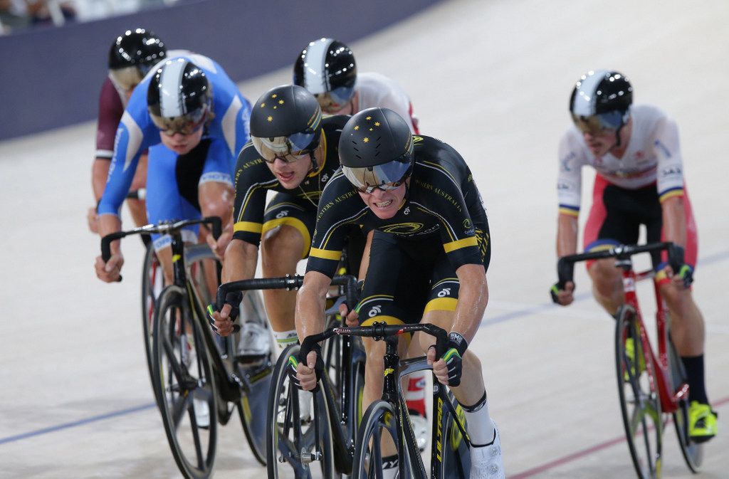 Cam Meyer (Western Australia) in the scratch race