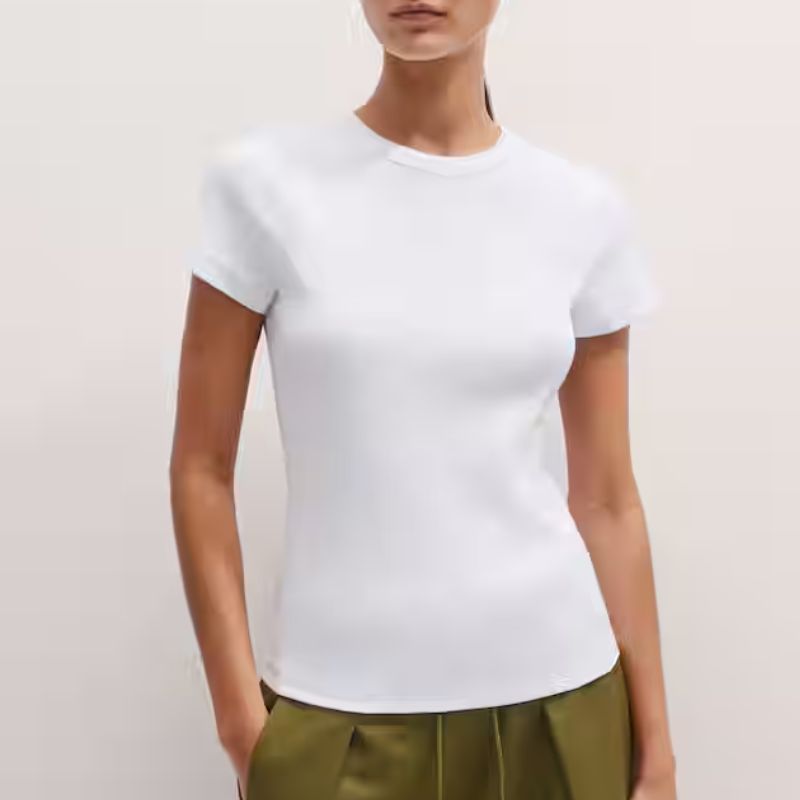 white ribbed t-shirt