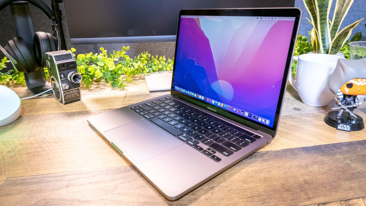 MacBook Pro 13-inch (M2, 2022) sitting on a desk &mdash;MacBook Pro 13-inch (M2, 2022) review