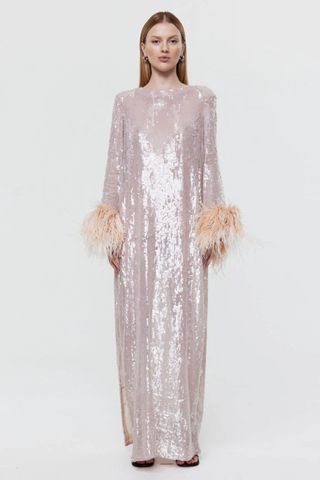 Rachel GilbertXanthy Feather-Trimmed Gown