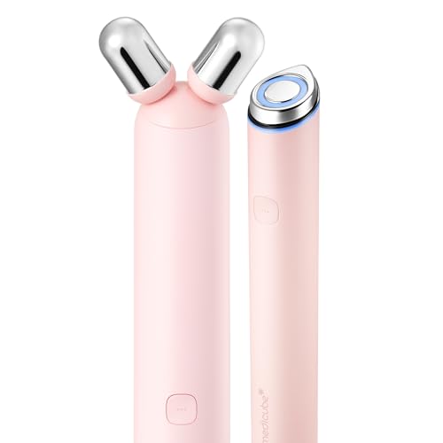Medicube Mini Booster Pro Plus Face Roller Device Set | 2-In-1 Massage &amp;amp; Skincare Device | Jawline Care &amp;amp; Depuffing | Face &amp;amp; Body Massager With 3 Vibration Modes | Korean Facial Device, Pink