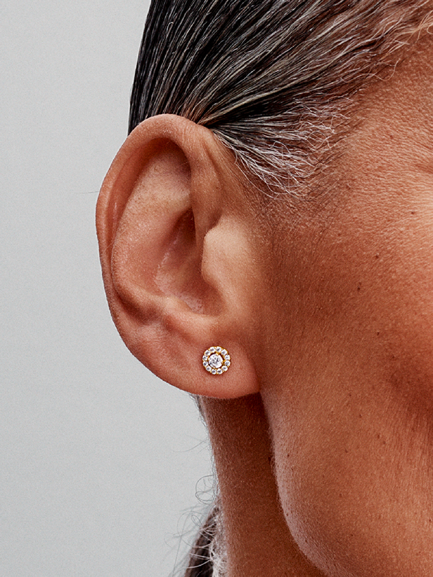 Round Pav&amp;eacute; Halo Stud Earrings