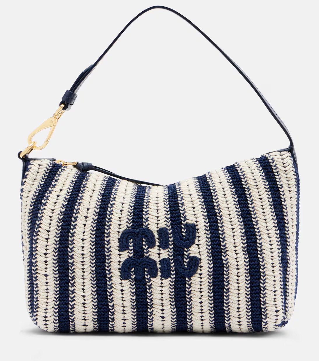 MIU MIU, Striped Crochet Top-Handle Bag