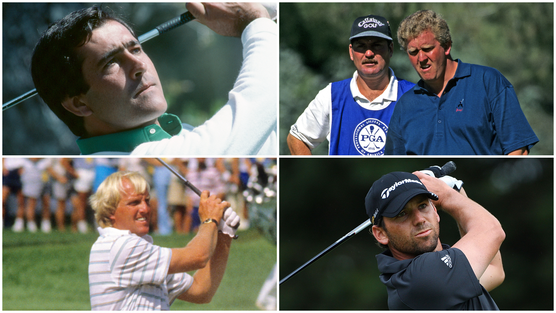 Images of Seve Ballesteros, Colin Montgomerie, Greg Norman and Sergio Garcia