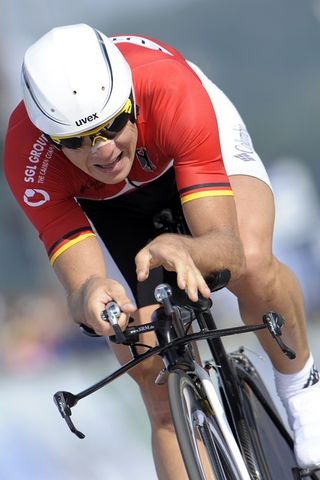 Bert Grabsch wins men's world championship time trial. Varese 2008