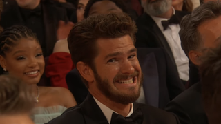 Andrew Garfield's face during Jimmy Kimel's Osar monologue