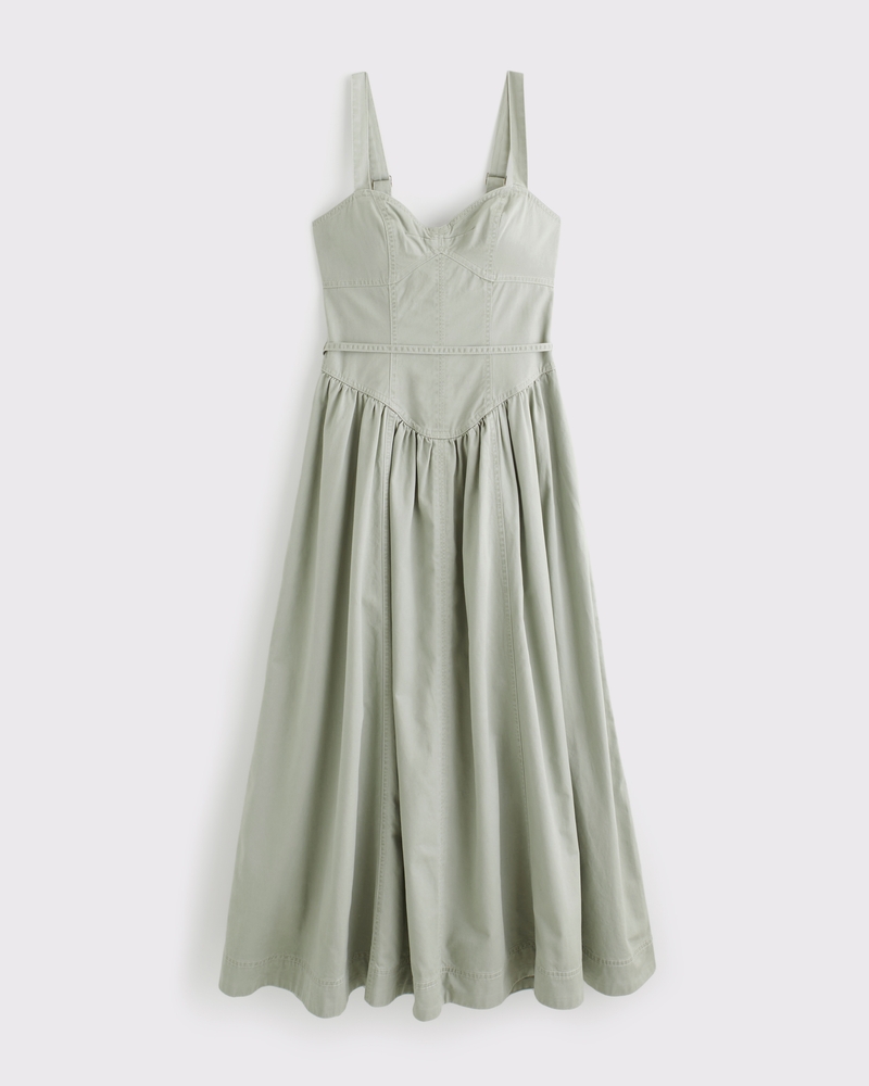 Twill Corset Midi Dress