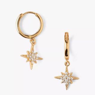 flat lay image of gold earrings