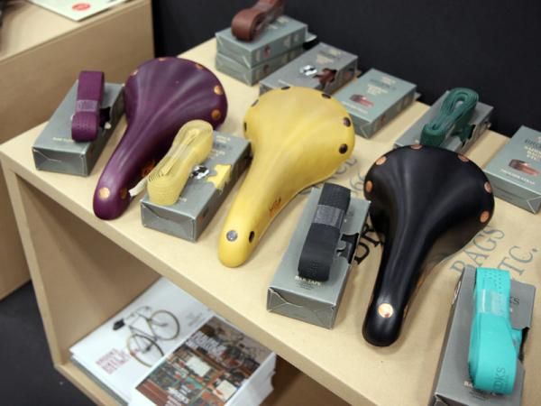 Brooks once only did its leather saddles in black and various shades of brown but now there are lots of colors to choose from, too, along with matching leather bar tape.