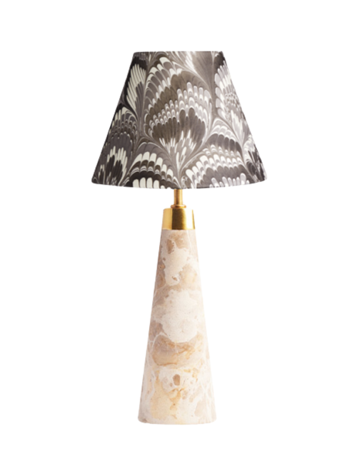 Smaller Marmaron Cordless Lamp With Marbled Shade