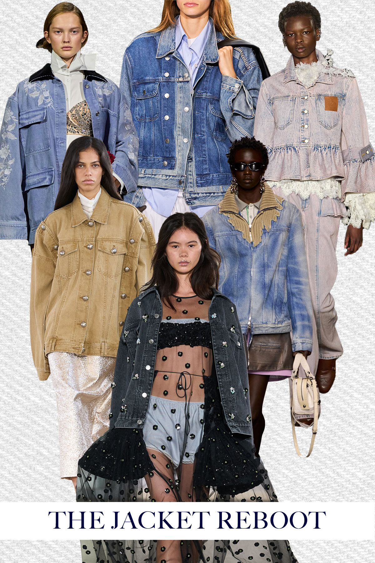 A selection of runway models showcase the biggest denim trends of spring/summer 2027 on the runway