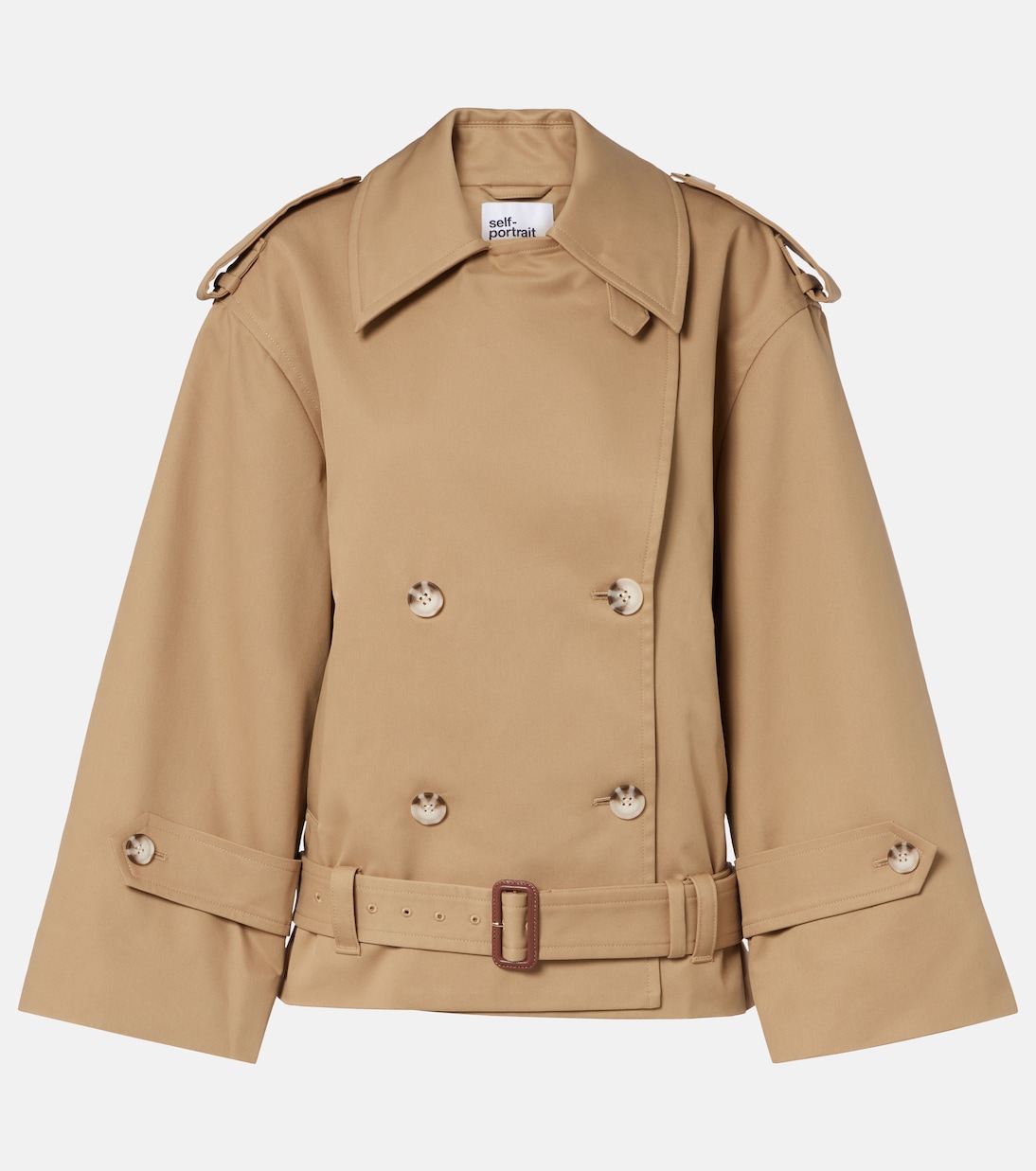 Cropped Gabardine Trench Coat