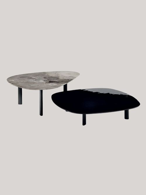 Marea Small Table | Fume Glass Top - Black Lacquered Metal