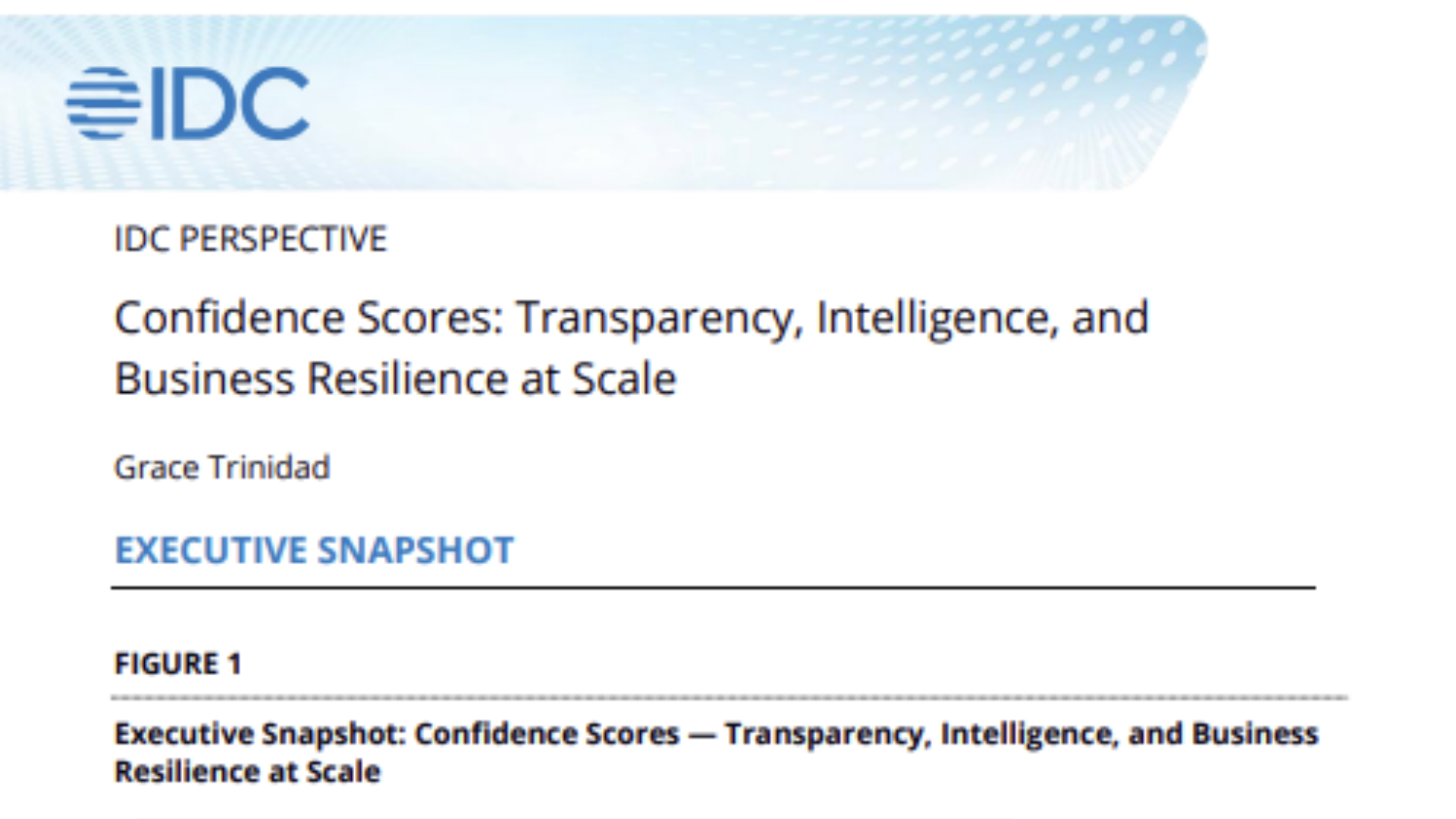 IDC Perspective Confidence Scores: Transparency, Intelligence, and Business Resilience at Scale