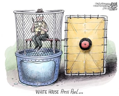 Political cartoon U.S. Trump White House free press fake news