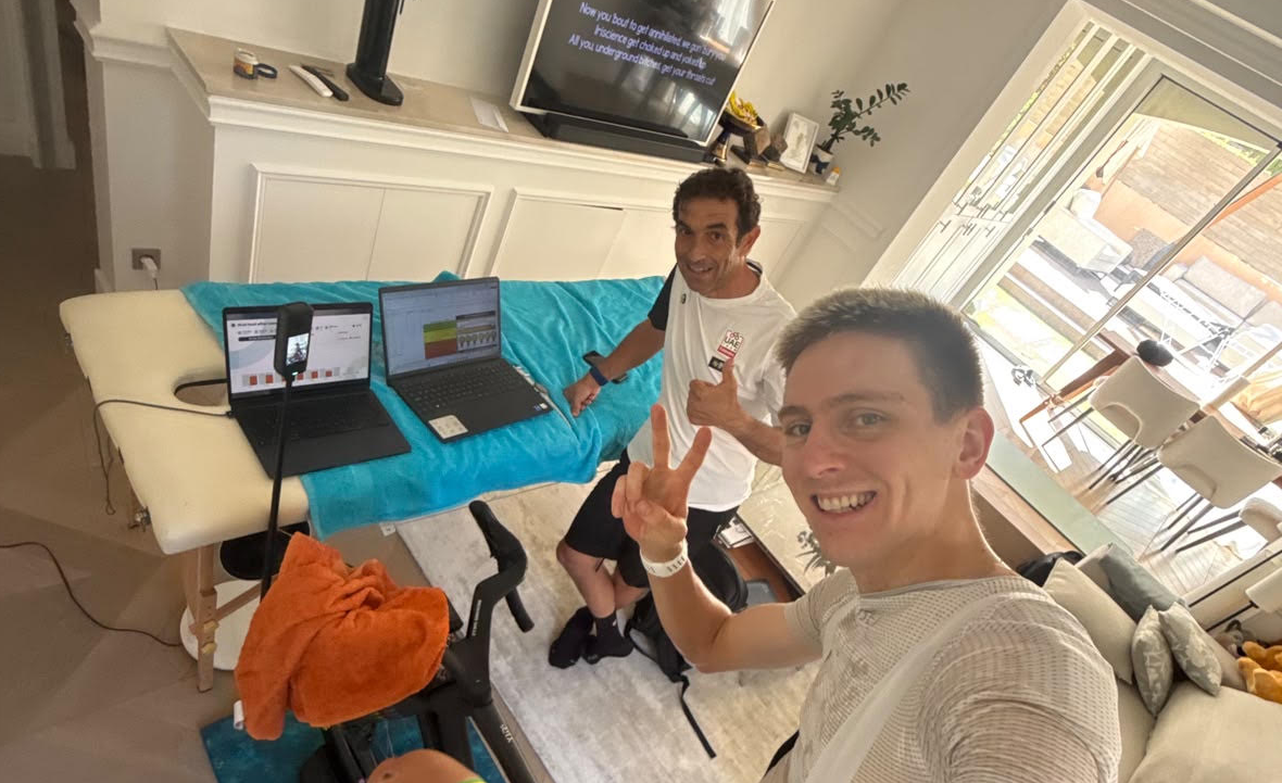 Tadej Pogacar training indoors on MyWhoosh