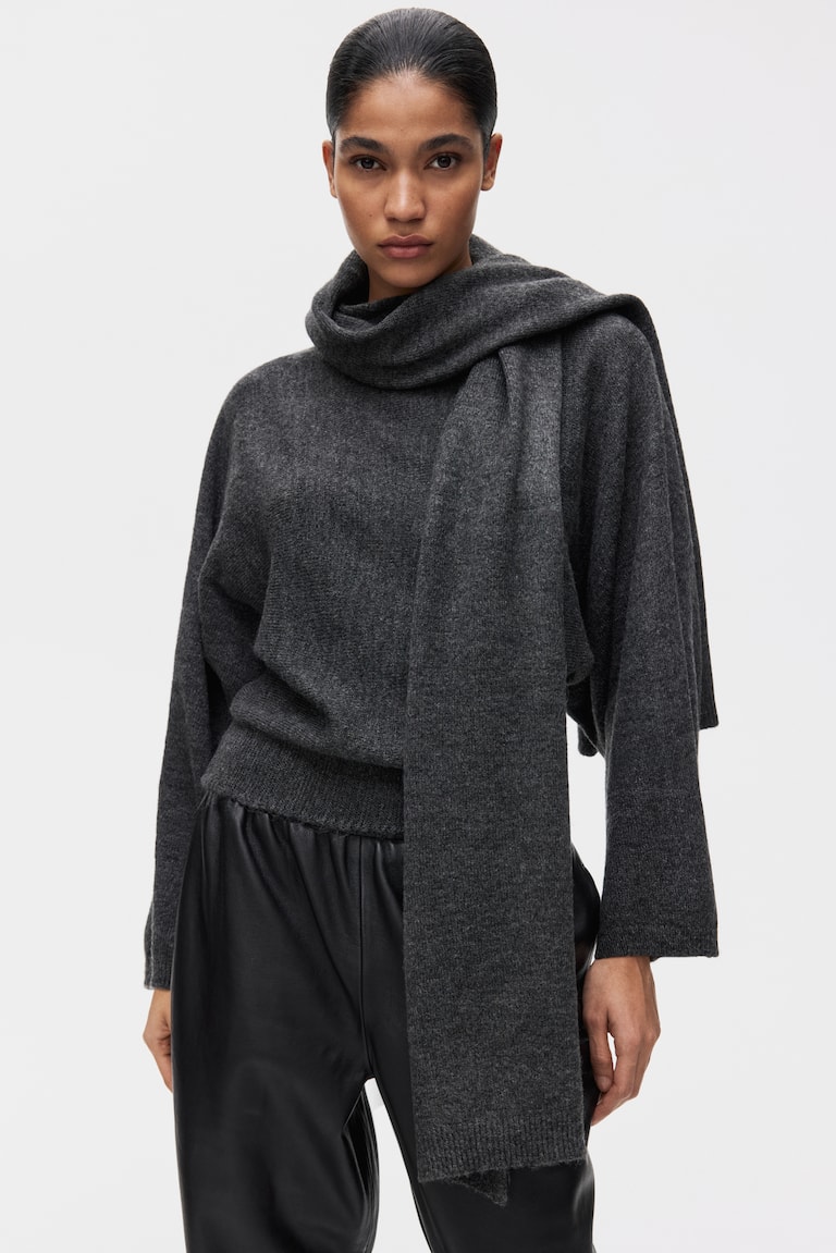 Oversized Scarf-Detail Jumper