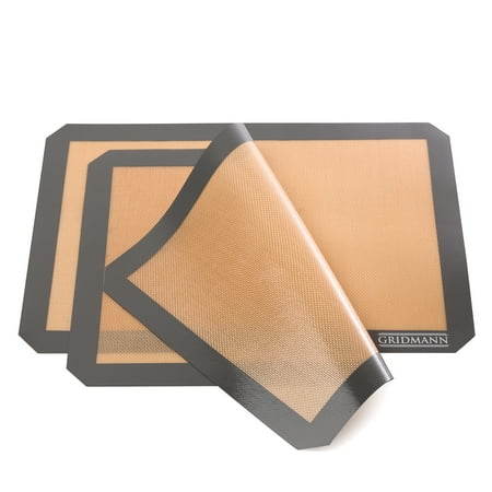 Gridmann Silicone Baking Mat - Set of 2 Non-Stick Half Sheet (16-1/2" X 11-5/8") Food Safe Tray Pan Liners