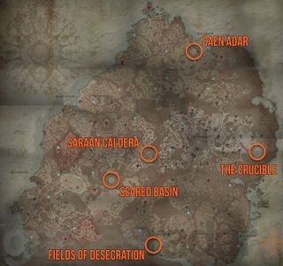 Diablo 4 World boss arena locations marked on map