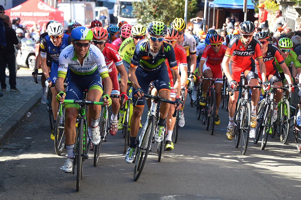 Michael Albasini (Orica-GreenEdge) leads into the Mur de Huy