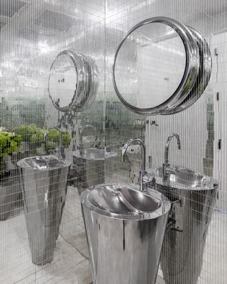 metallic bathroom