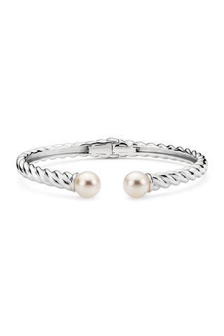 Blue Nile Freshwater Cultured Pearl Twisted Cuff Bracelet In Sterling Silver (7mm)