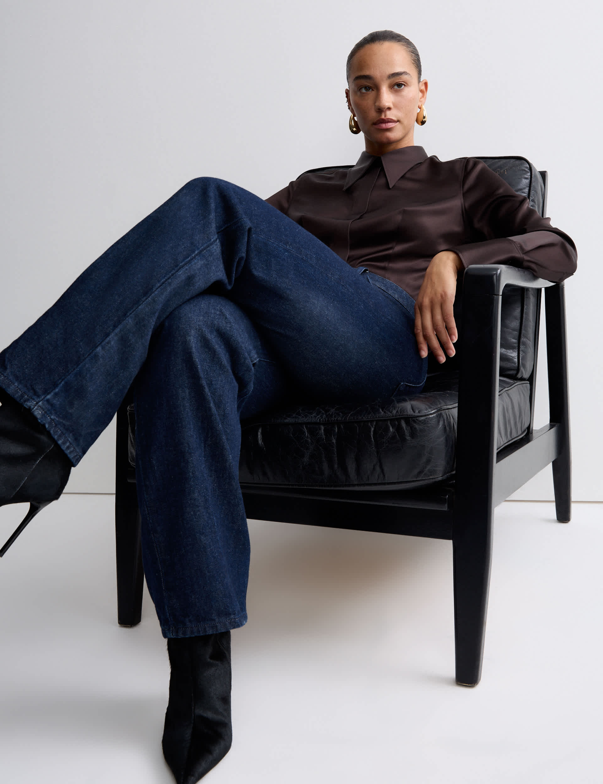 Pure Cotton High Waisted Wide Leg Jeans