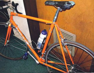 The orange getaway bike Justice used for multiple bank heists