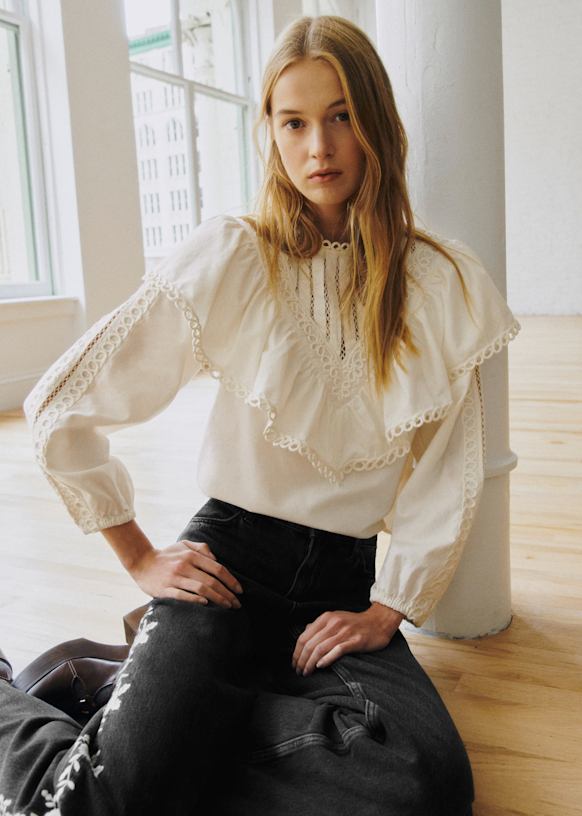 Amarine Blouse - S&amp;eacute;zane X Sea Ny - Plain Ecru Embroidery - Organic Cotton - S&amp;eacute;zane