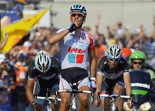 Philippe Gilbert (Omega Pharma-Lotto) does the historic Ardennes Classic triple in Li&egrave;ge-Bastogne-Li&egrave;ge