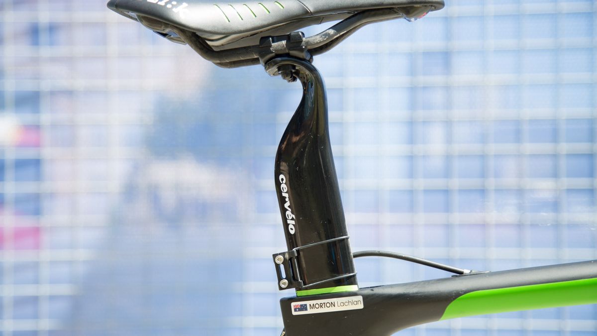 The uniquely shaped seat post offers aero advantages