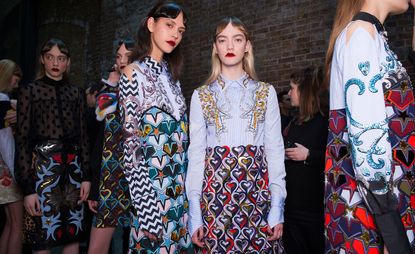 Models backstage at Mary Katrantzou A/W 2016