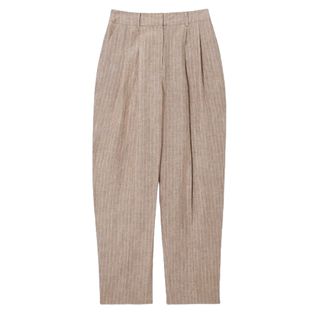 John Lewis & Partners Beige Linen Pinstripe Trousers