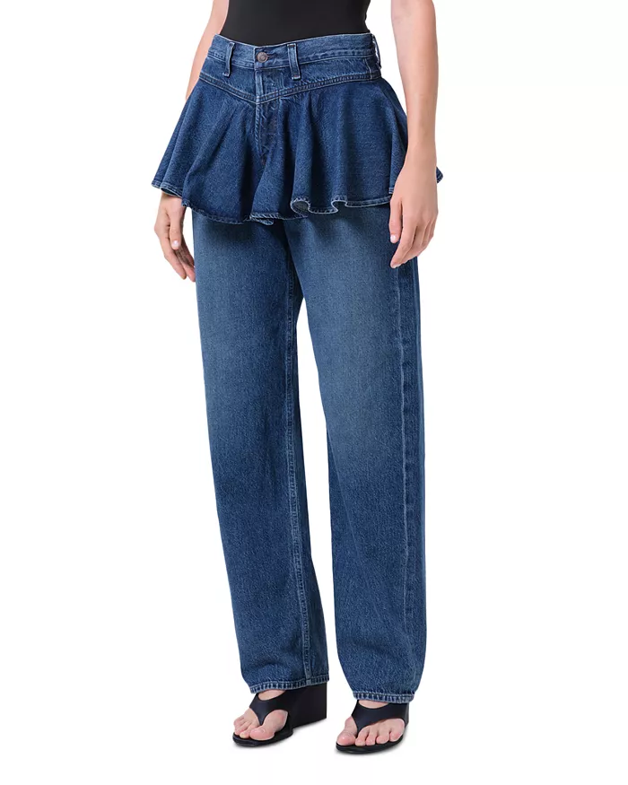 Agolde, Peplum High Rise Straight Jeans in Peak
