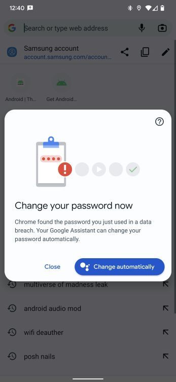 Google Assistant password auto-updater on Chrome