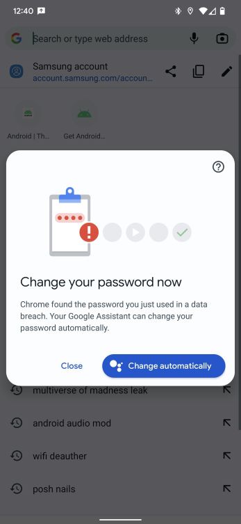 Google Assistant password auto-updater on Chrome